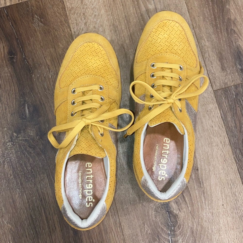 Yellow Tennis Shoes Sneakers Mustard Muted Size 6.5 - Picture 8 of 11